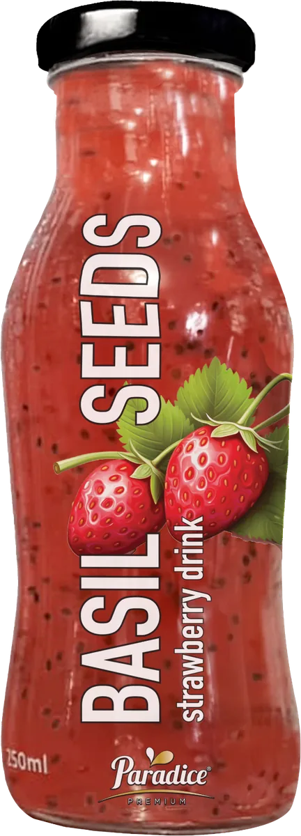 Paradice Basil Seeds — Strawberry drink, glass bottle